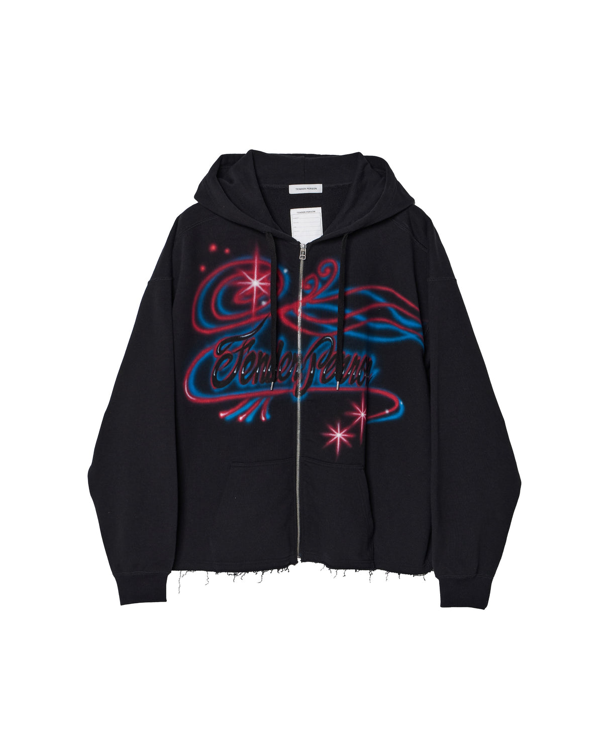 TENDER PERSON / AIRBRUSHED ZIP UP HOODIE BLACK