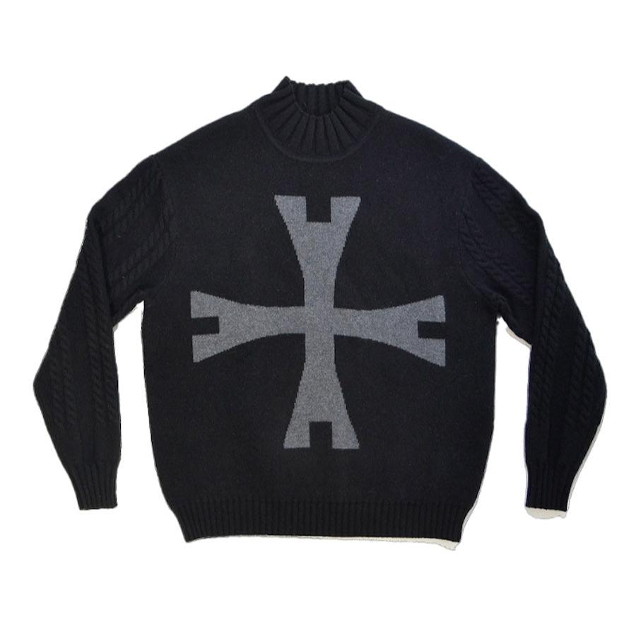 <span style="color: #f50b0b;">Last One</span> LUXENBURG / CARRACCI CABLE SWEATER NIGHT BLACK