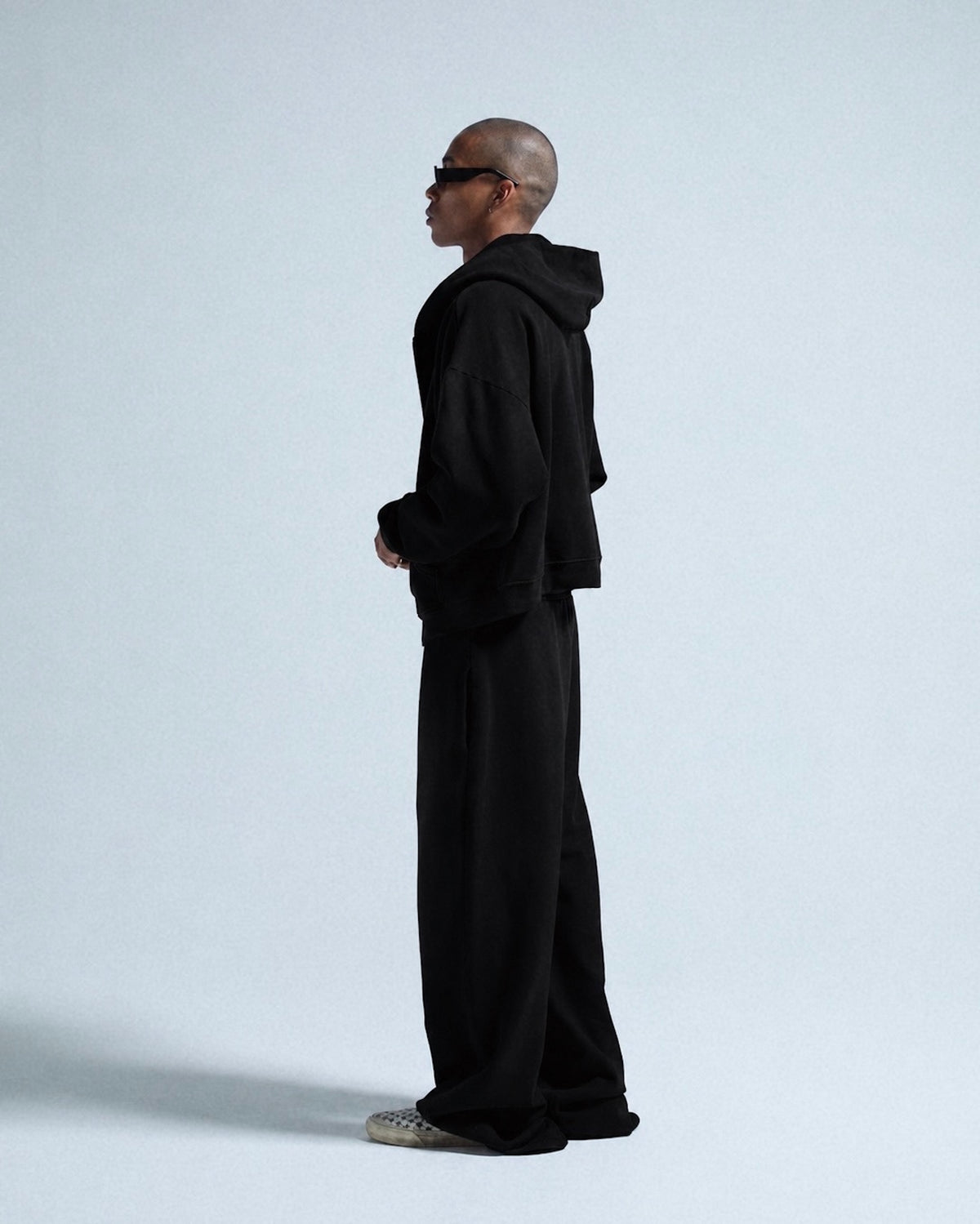 CCTB / CHAIN WIDE LEG SWEAT PANTS WASHED BLACK