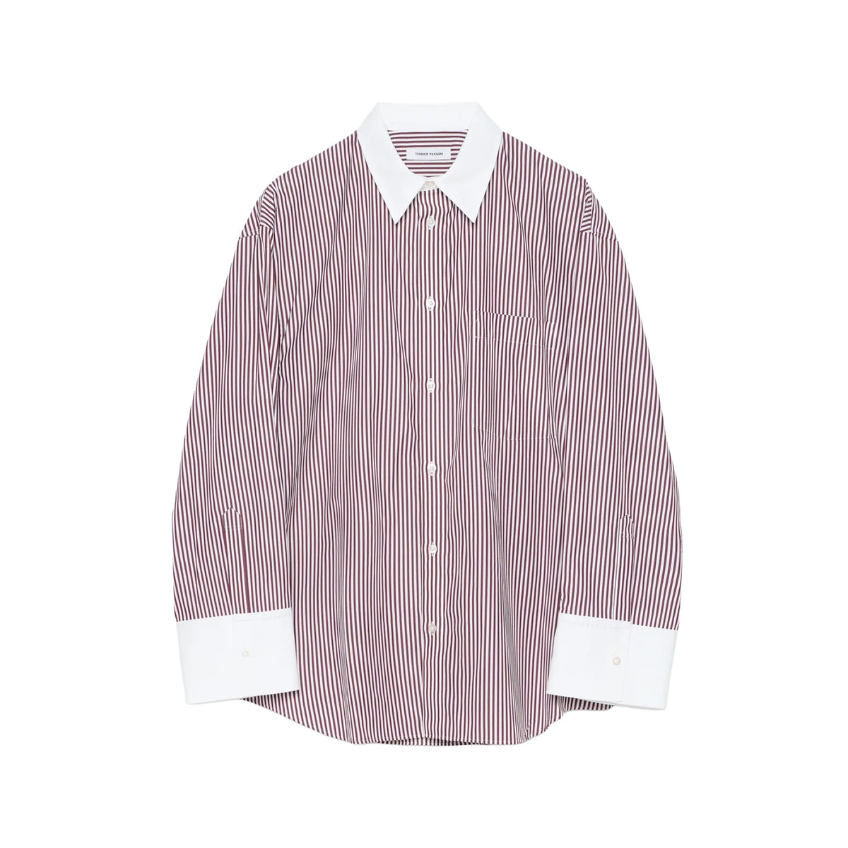 TENDER PERSON / STRIPE SUPIMA SHIRT BURGUNDY