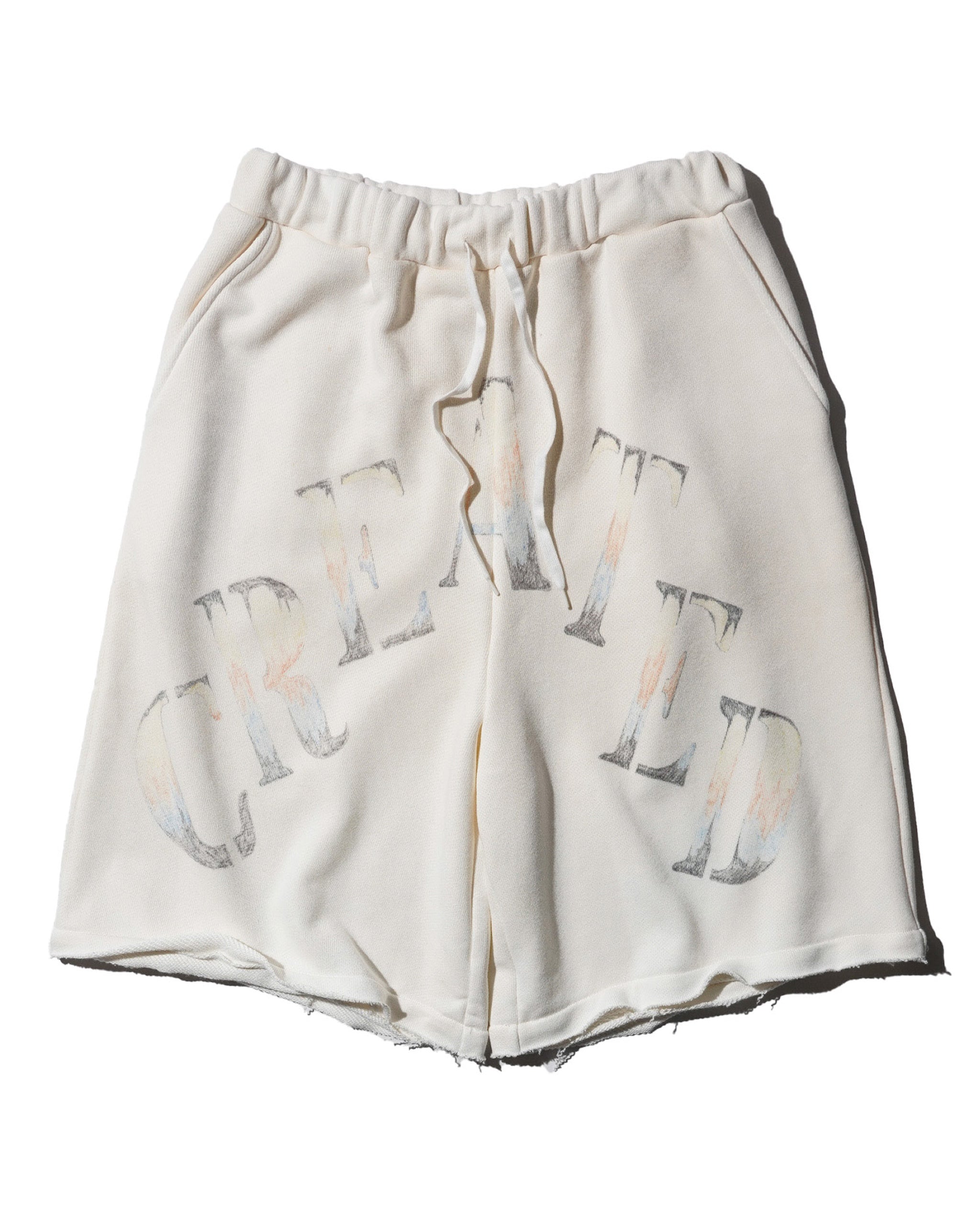 Last One TEPPEI FURUYAMA / HANDPAINT LOOSE SHORTS WHITE