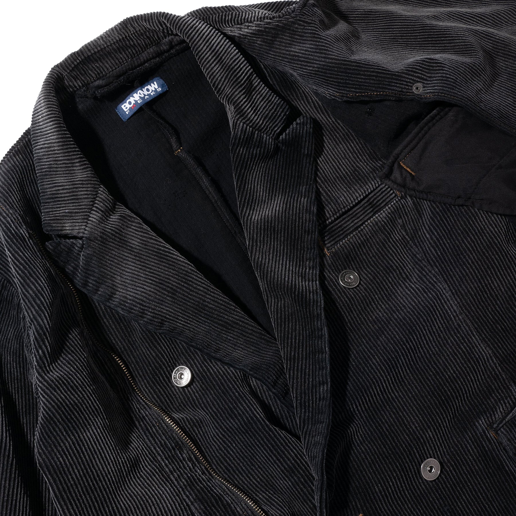 <span style="color: #f50b0b;">Last One</span> BONKNOW FREAKS / Faded Corduroy W Tailor&Riders Docking Jacket BLACK