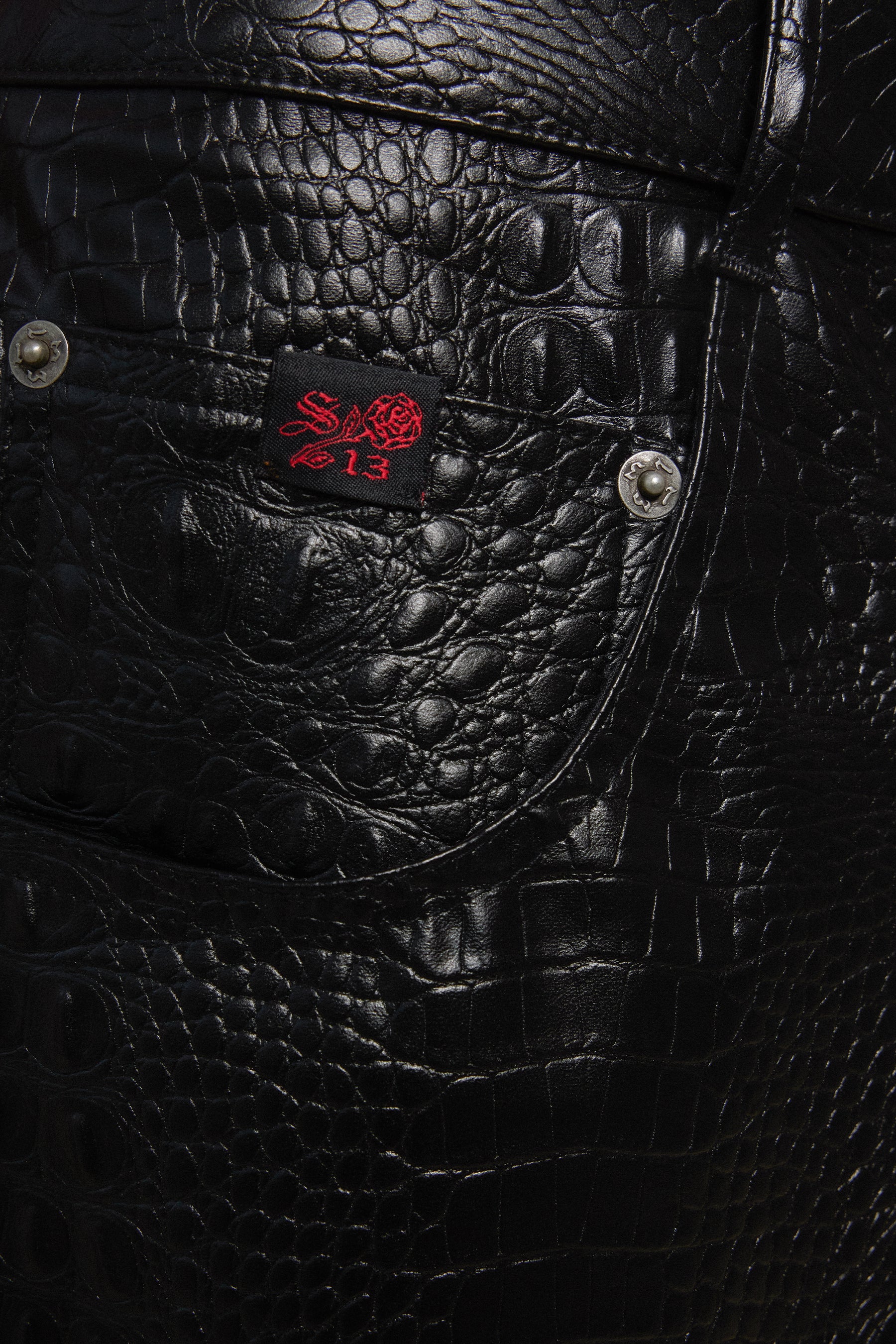 1313 SELAH / LUCA FAUX CROCODILE SHORTS BLACK