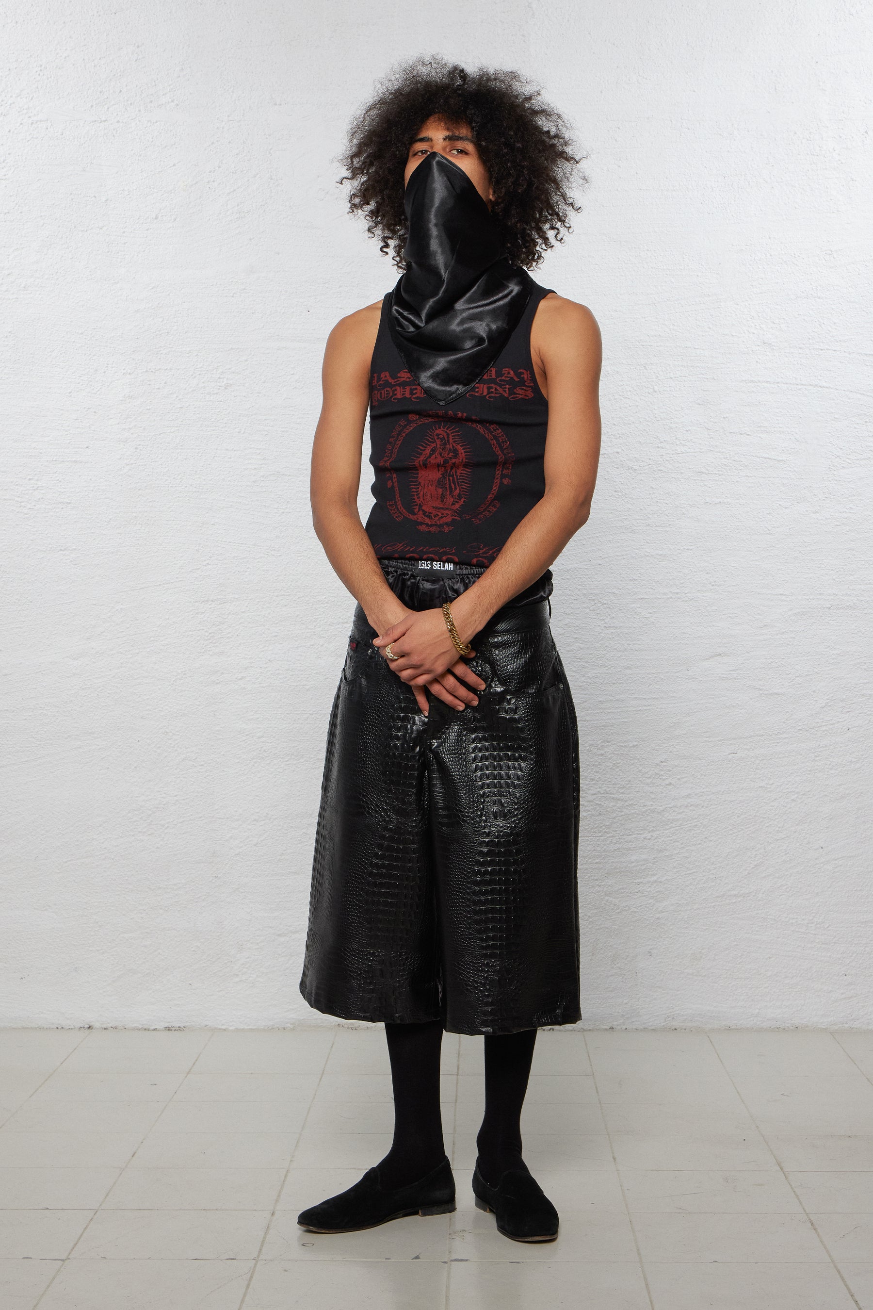 1313 SELAH / LUCA FAUX CROCODILE SHORTS BLACK