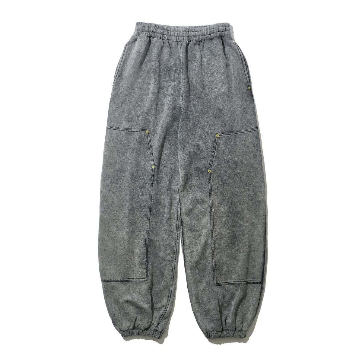 INTODUSK / EASY DOUBLE KNEE WASHED BLACK ORGANIC LEATHER EFFECT