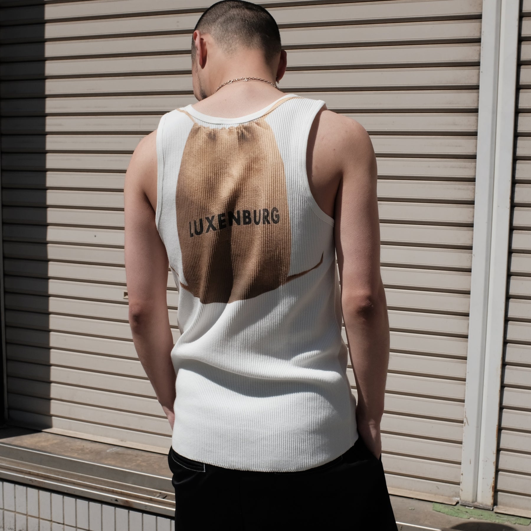 LUXENBURG / RIB TANK SACK PRINT CHALK WHITE