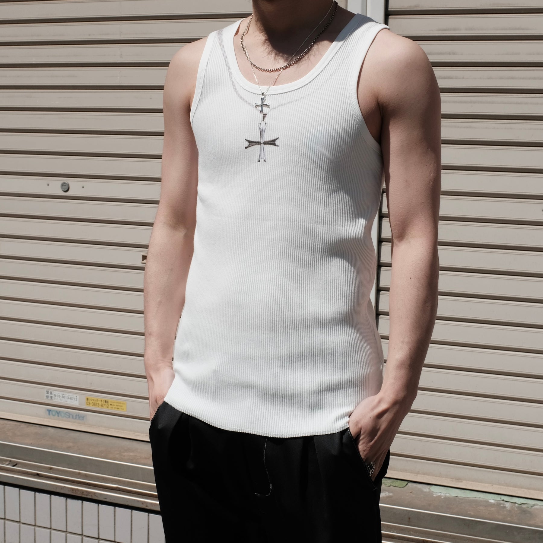 LUXENBURG / RIB TANK CHAIN PRINT CHALK WHITE