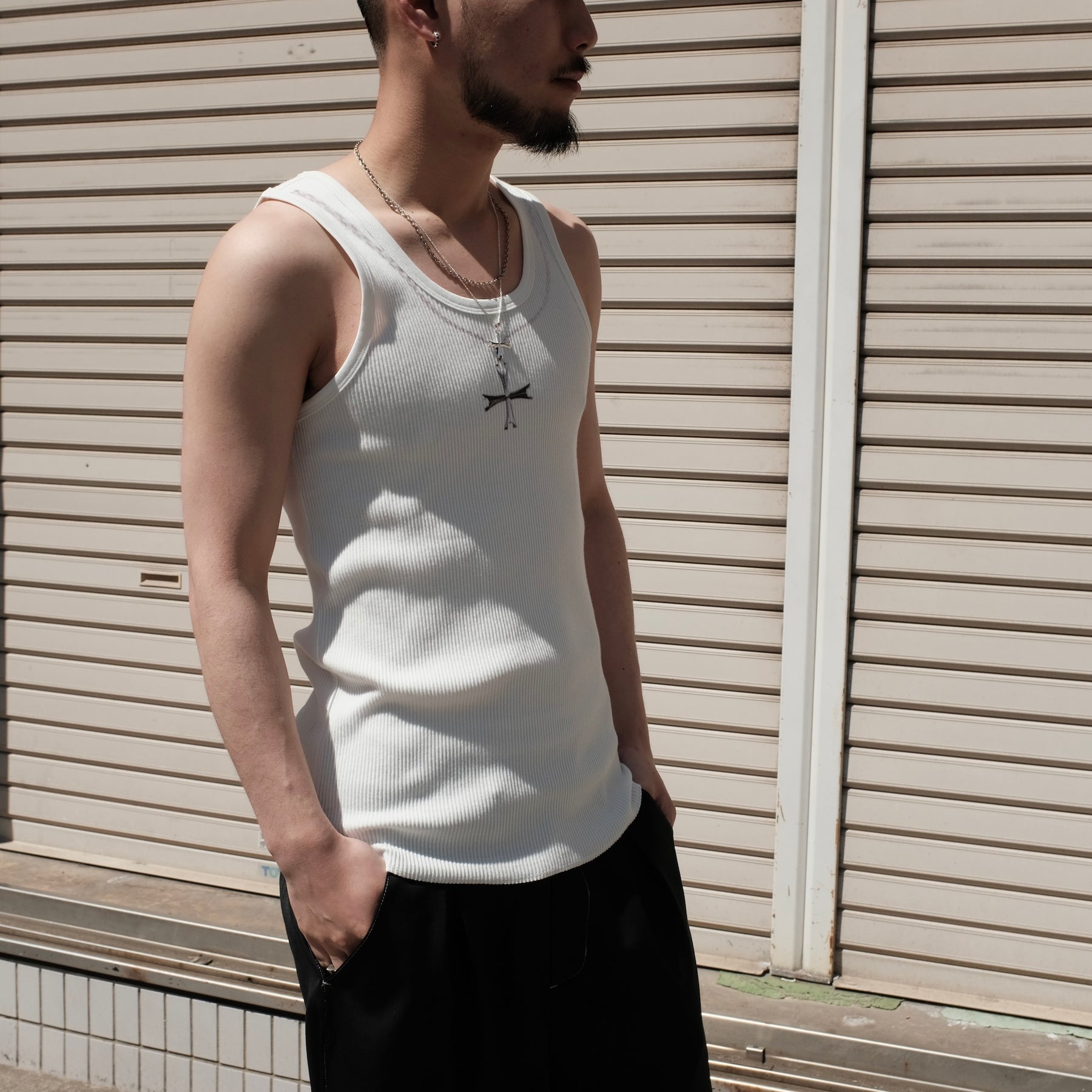 LUXENBURG / RIB TANK CHAIN PRINT CHALK WHITE