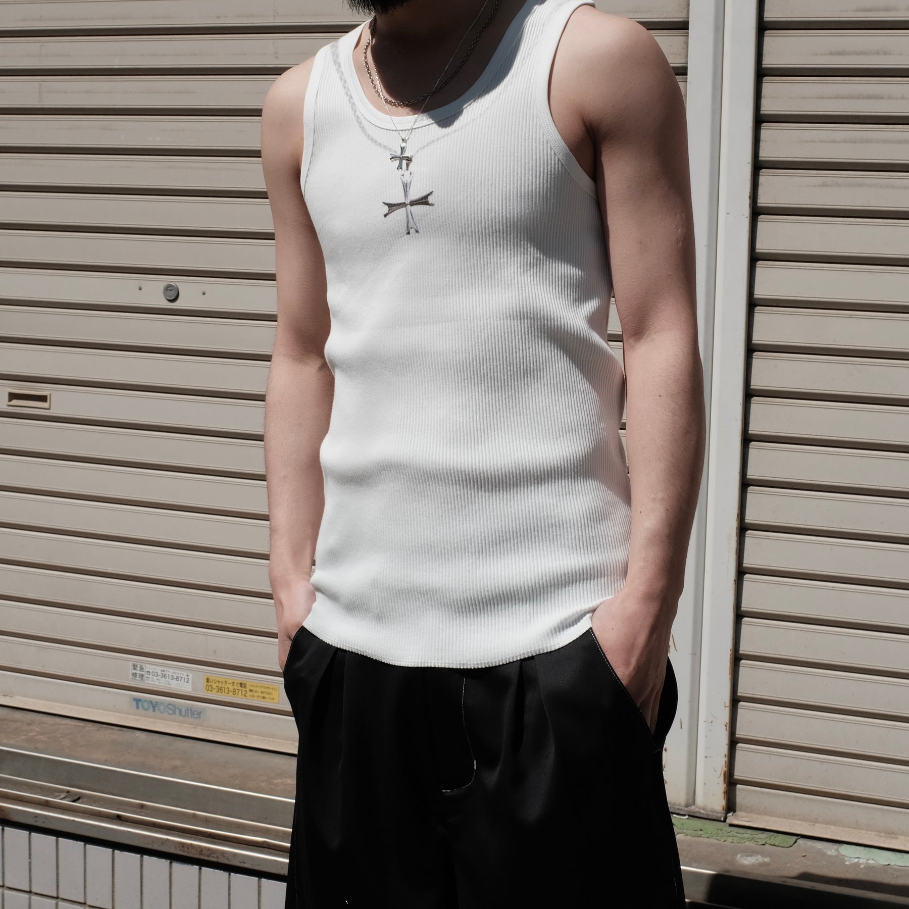 LUXENBURG / RIB TANK CHAIN PRINT CHALK WHITE