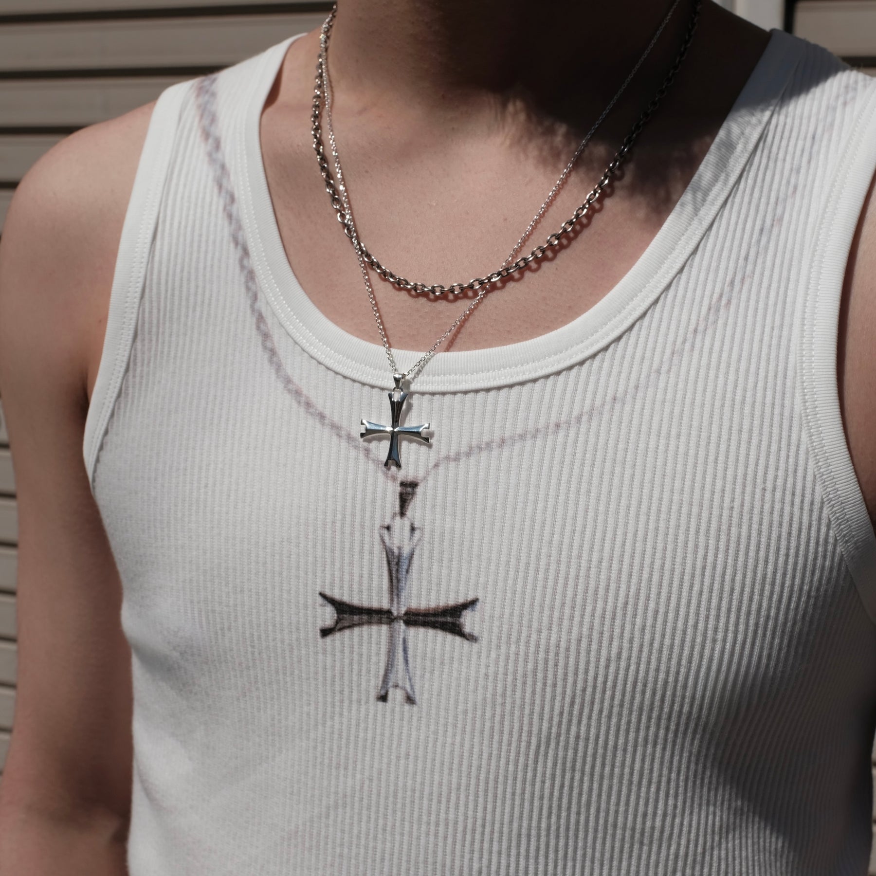 LUXENBURG / RIB TANK CHAIN PRINT CHALK WHITE