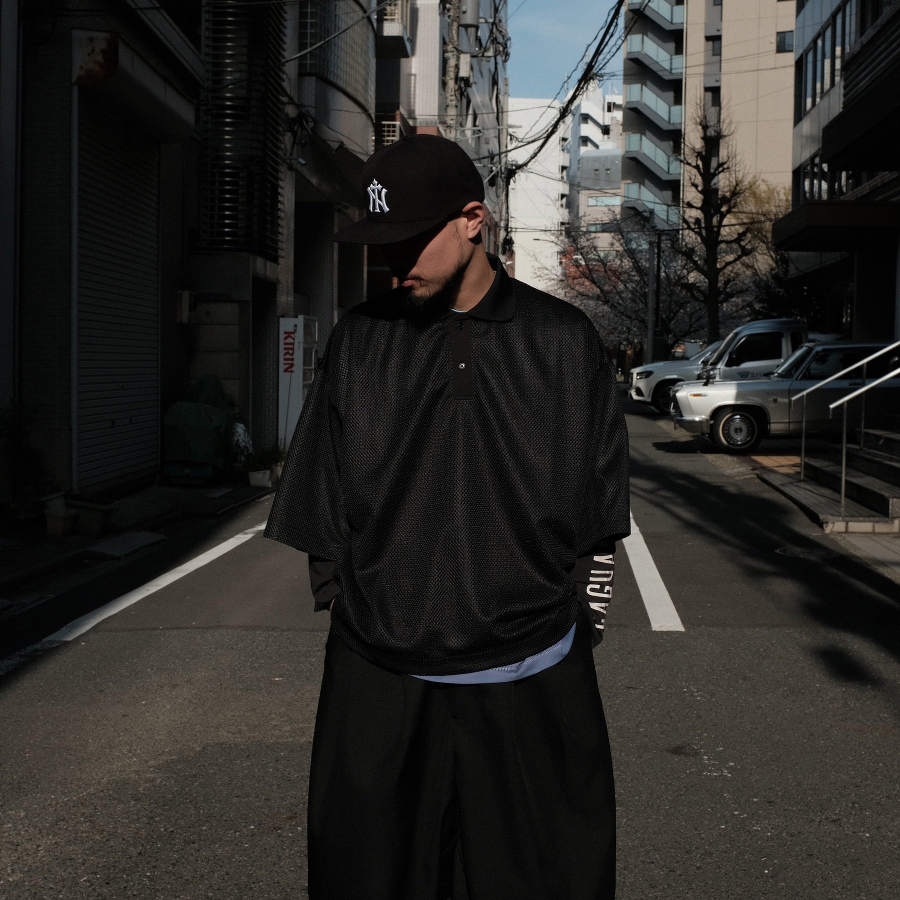 INTODUSK / MESH POLO BLACK