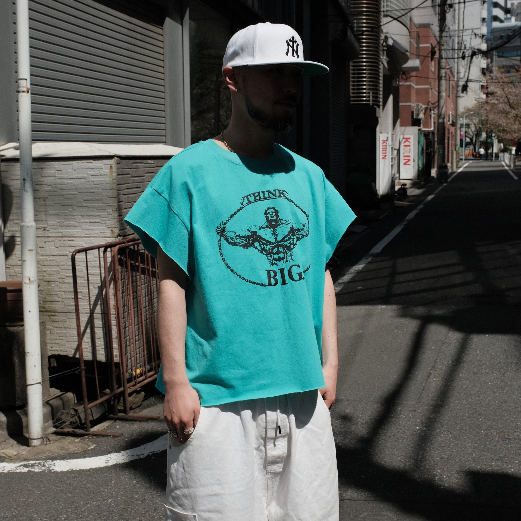 Y,IWO / “Think Big” Cap Sleeve TEAL