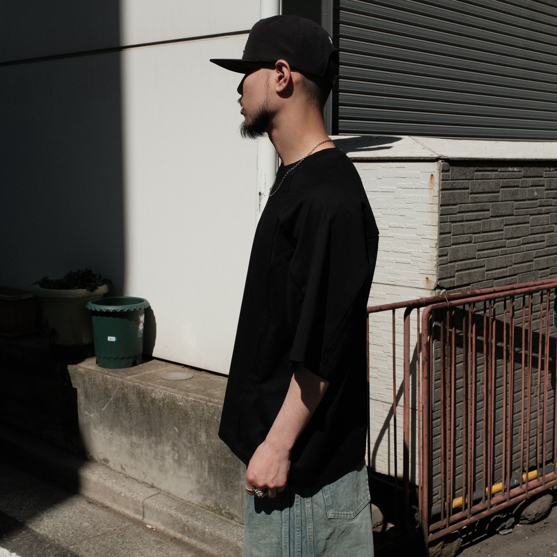 ROTOL / CROSS MESH TEE BLACK
