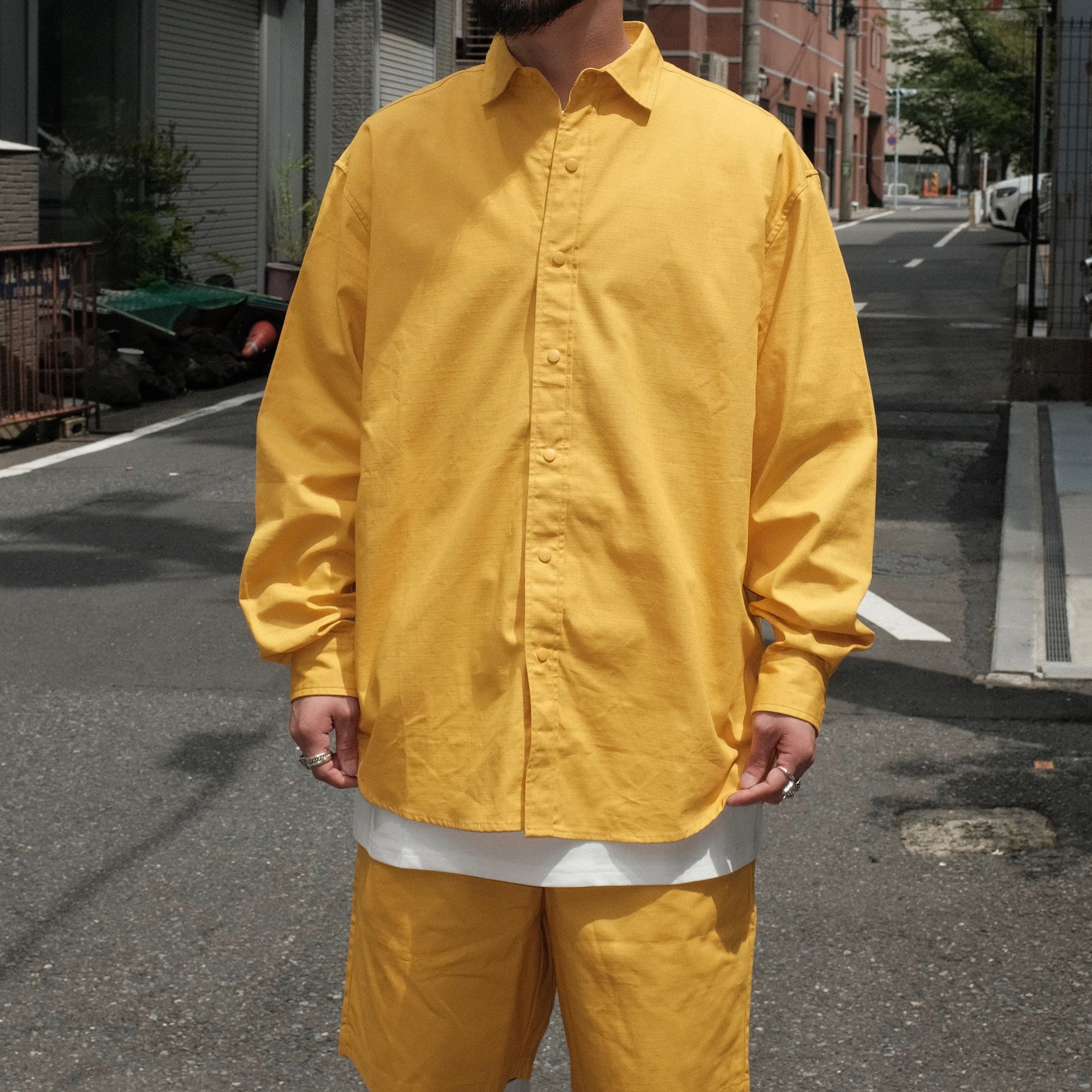 <span style="color: #f50b0b;">Last One</span> Acy / NEW BASIC SNAP SHIRTS YELLOW