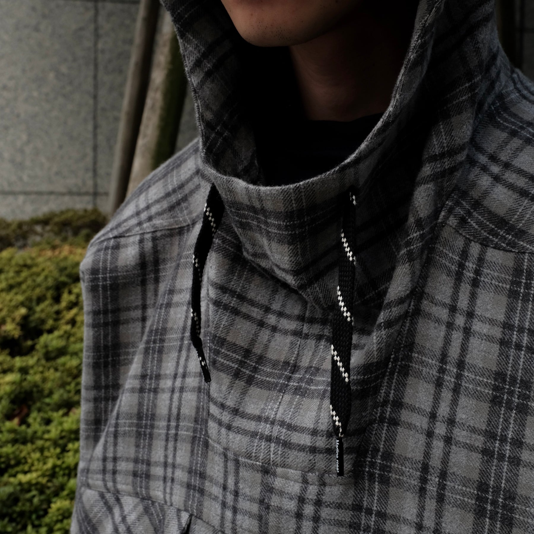 Martine Rose / HOODED SHIRT GREY CHECK