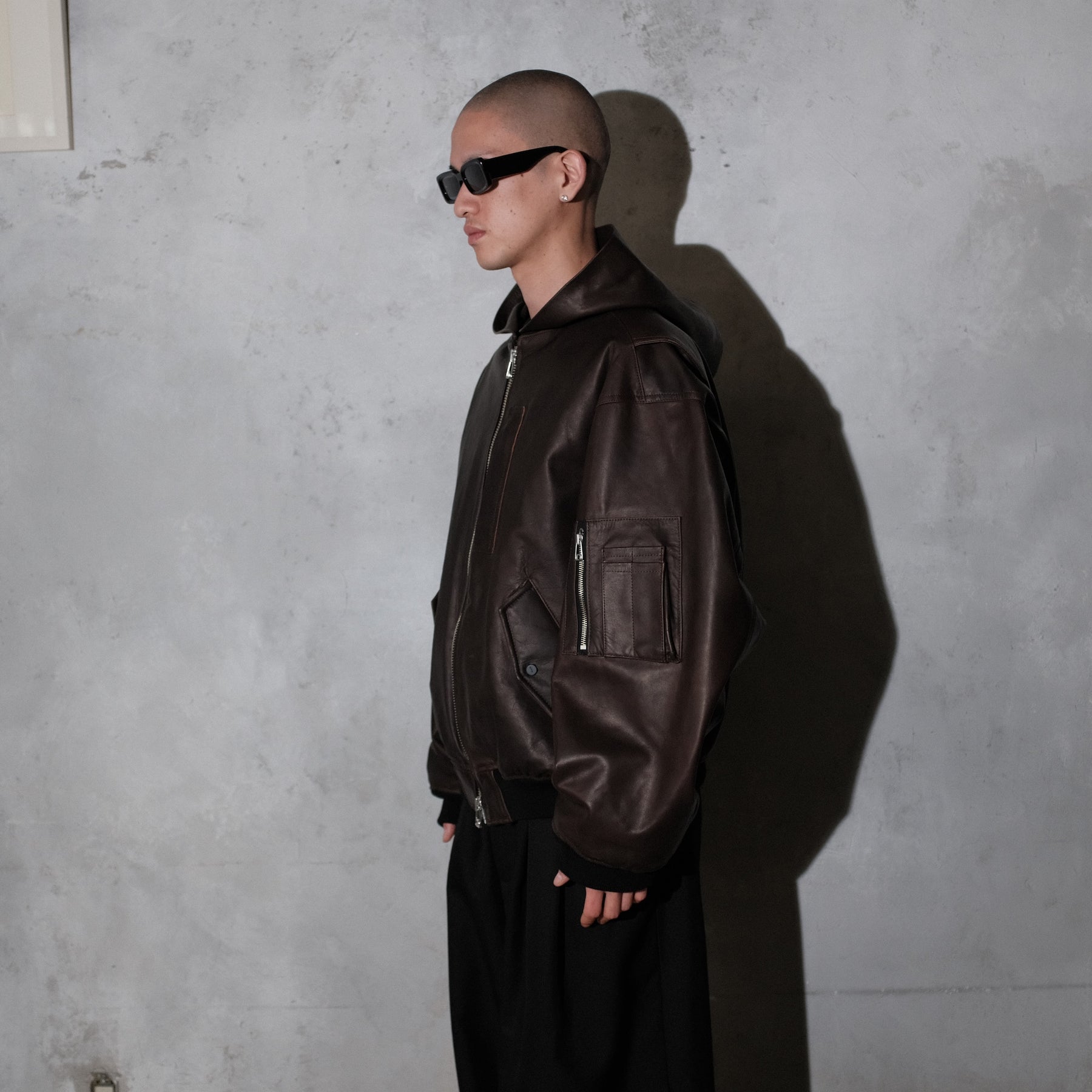 <span style="color: #f50b0b;">Last One</span> ROTOL / LEATHER BOMBER JACKET BLACK