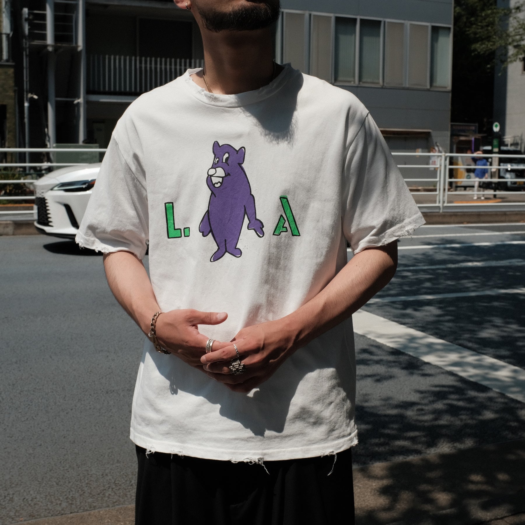 <span style="color: #ff2a00;">Last One</span> TEPPEI FURUYAMA / HALF SLEEVE T-SHIRT LA BEAR PURPLE