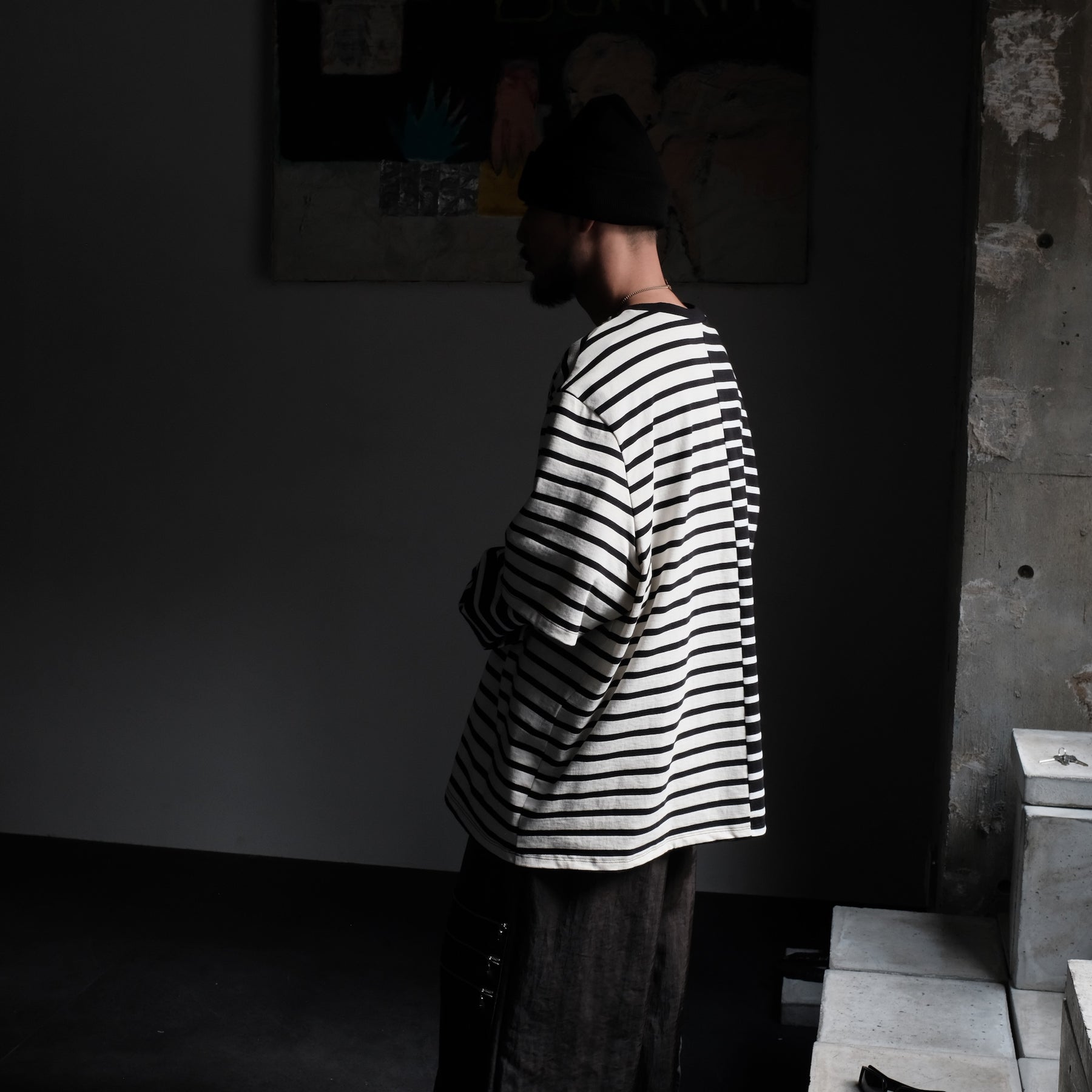 <span style="color: #ff2a00;">Last One</span> WESTFALL / PATCH STRIPE DOUBLE SHIRT LS BLACK WHITE