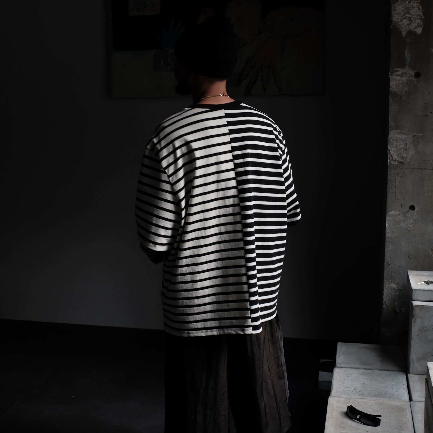 <span style="color: #ff2a00;">Last One</span> WESTFALL / PATCH STRIPE DOUBLE SHIRT LS BLACK WHITE