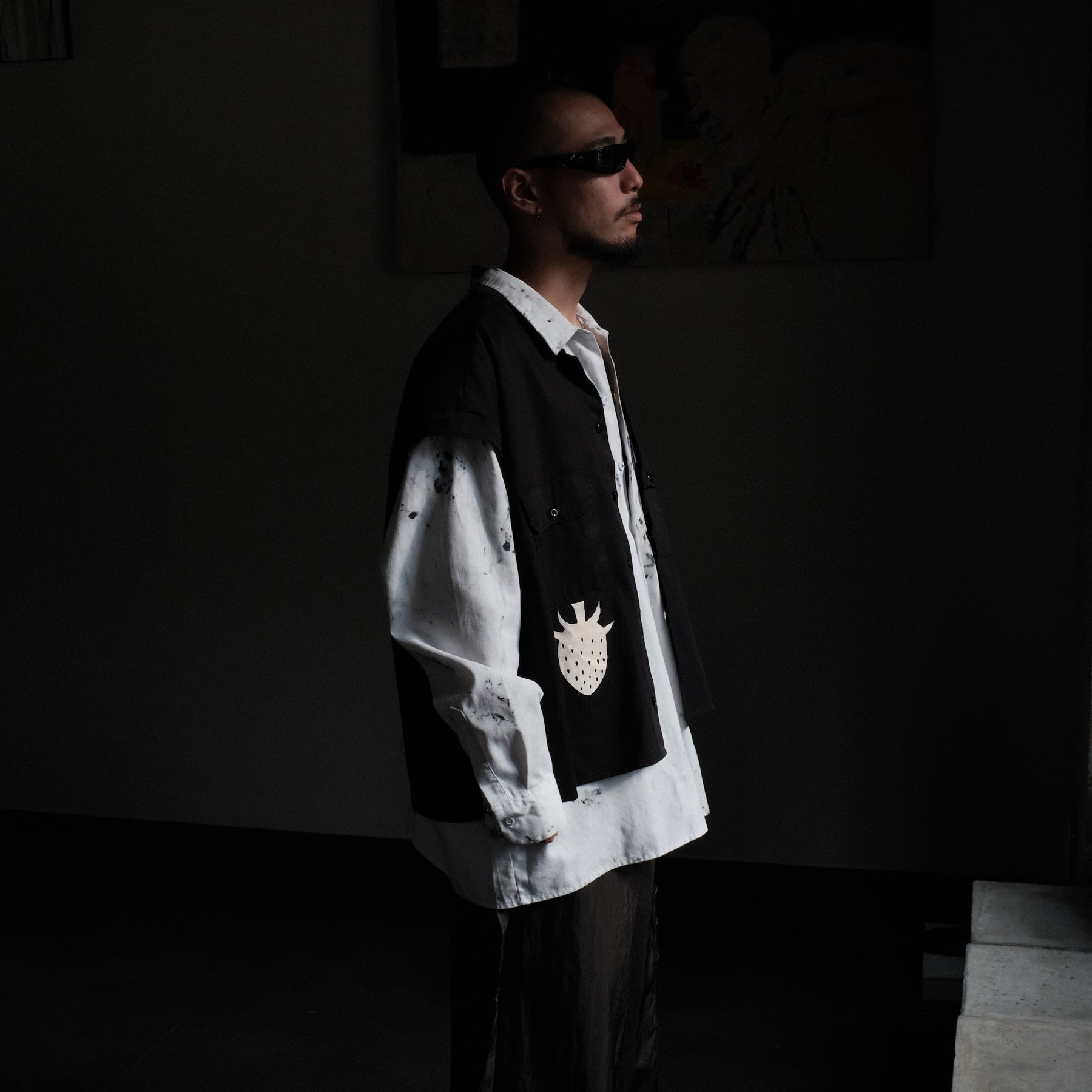 <span style="color: #ff2a00;">Last One</span> WESTFALL / WHATEVERWORKS DOUBLE BUTTON SHIRT LS BLACK DIRTY WHITE