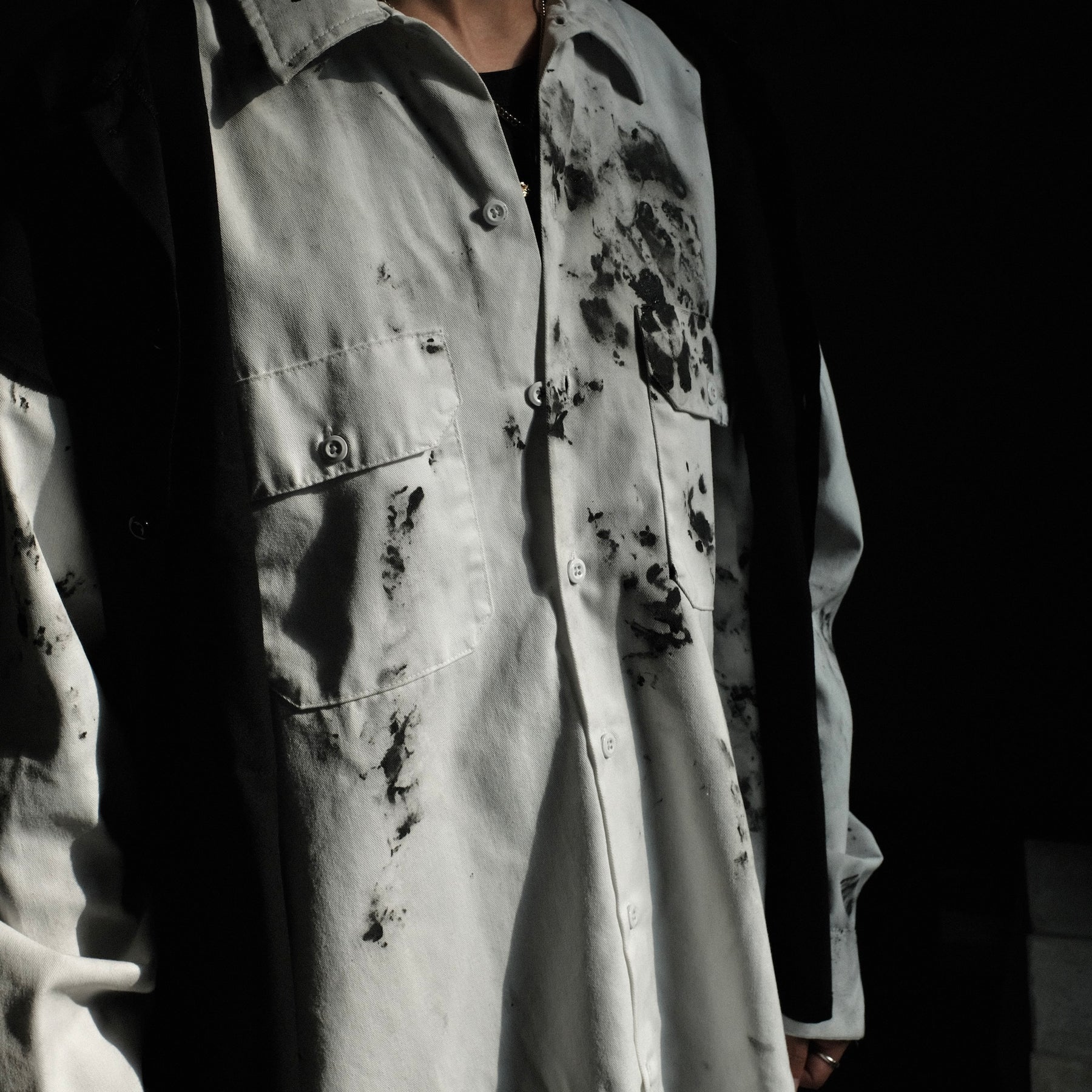 <span style="color: #ff2a00;">Last One</span> WESTFALL / WHATEVERWORKS DOUBLE BUTTON SHIRT LS BLACK DIRTY WHITE