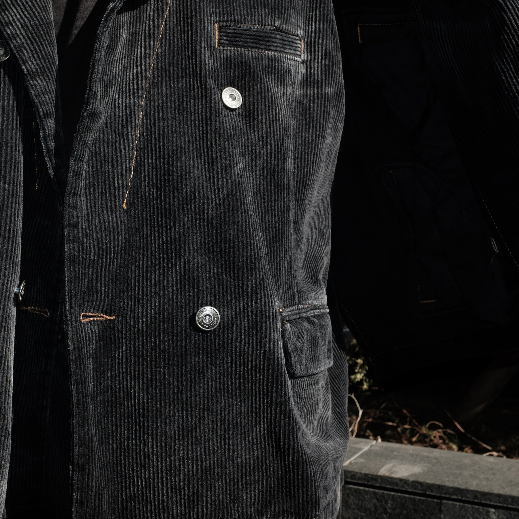 <span style="color: #f50b0b;">Last One</span> BONKNOW FREAKS / Faded Corduroy W Tailor&Riders Docking Jacket BLACK