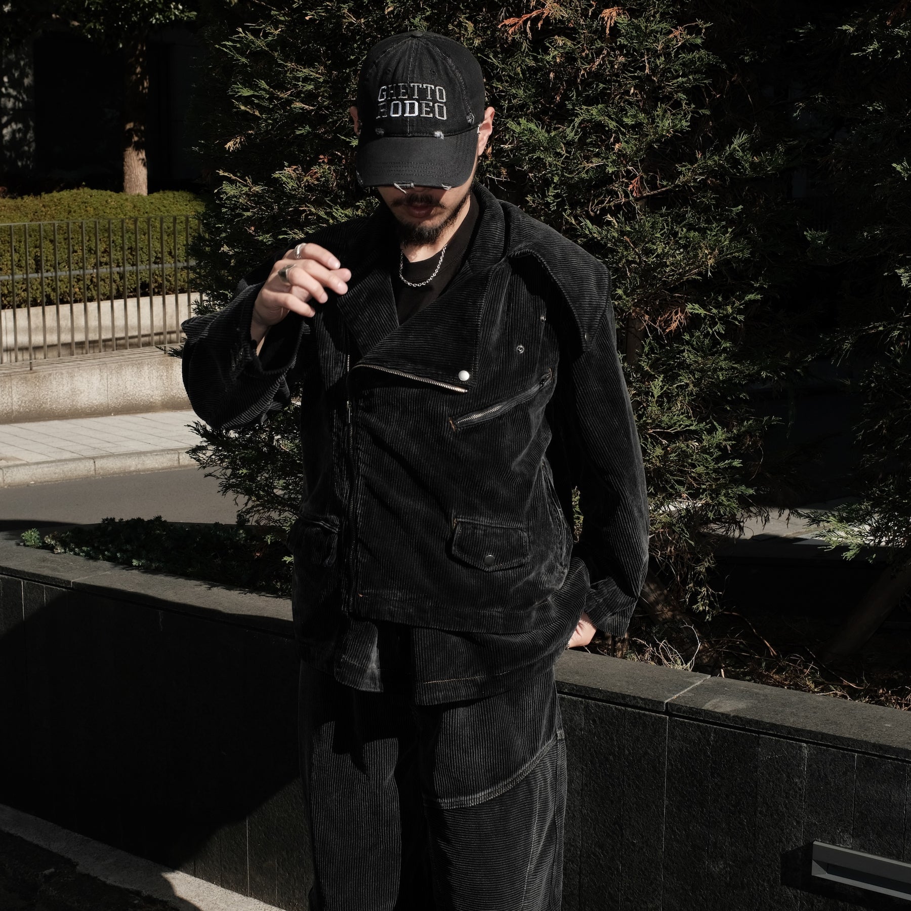 <span style="color: #f50b0b;">Last One</span> BONKNOW FREAKS / Faded Corduroy W Tailor&Riders Docking Jacket BLACK