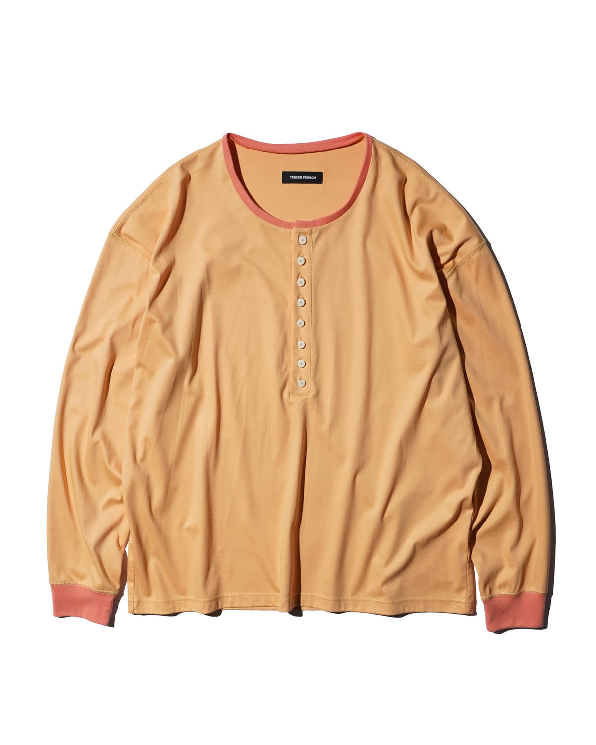 TENDER PERSON / HENRY NECK LONG TEE APRICOT