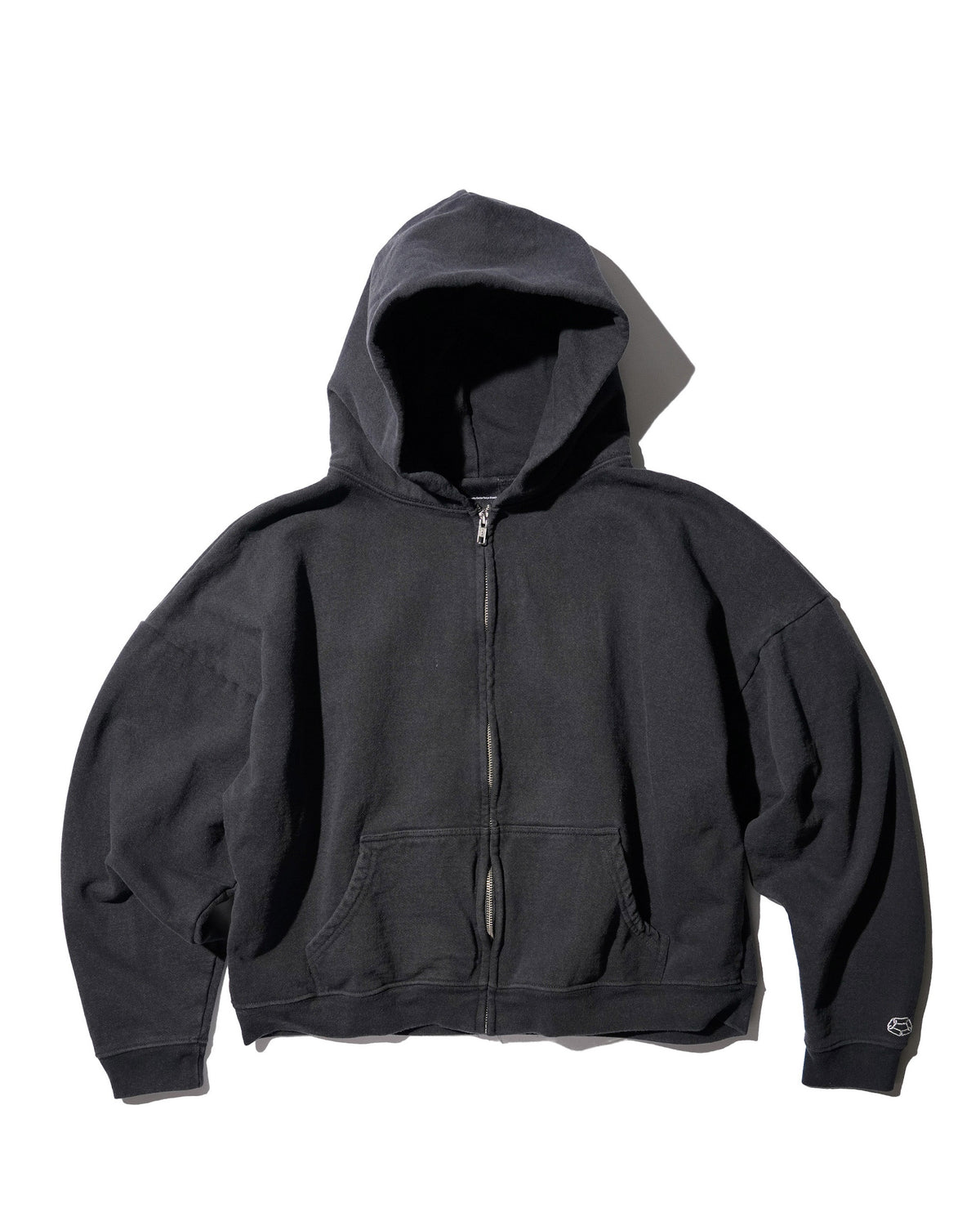 CCTB / CHAIN CROP ZIP HOODIE WASHED BLACK