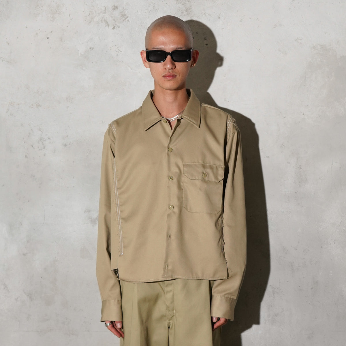 WHATEVERWORKS / SPLIT LS SHIRT KHAKI