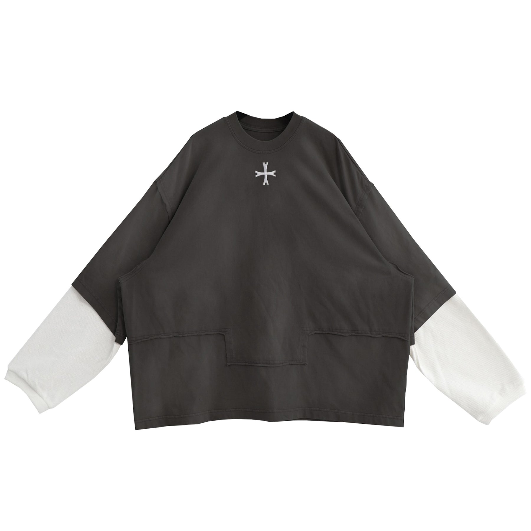 LUXENBURG / LS CASTLE TEE - LAYERED WAFFLE AGED BLACK