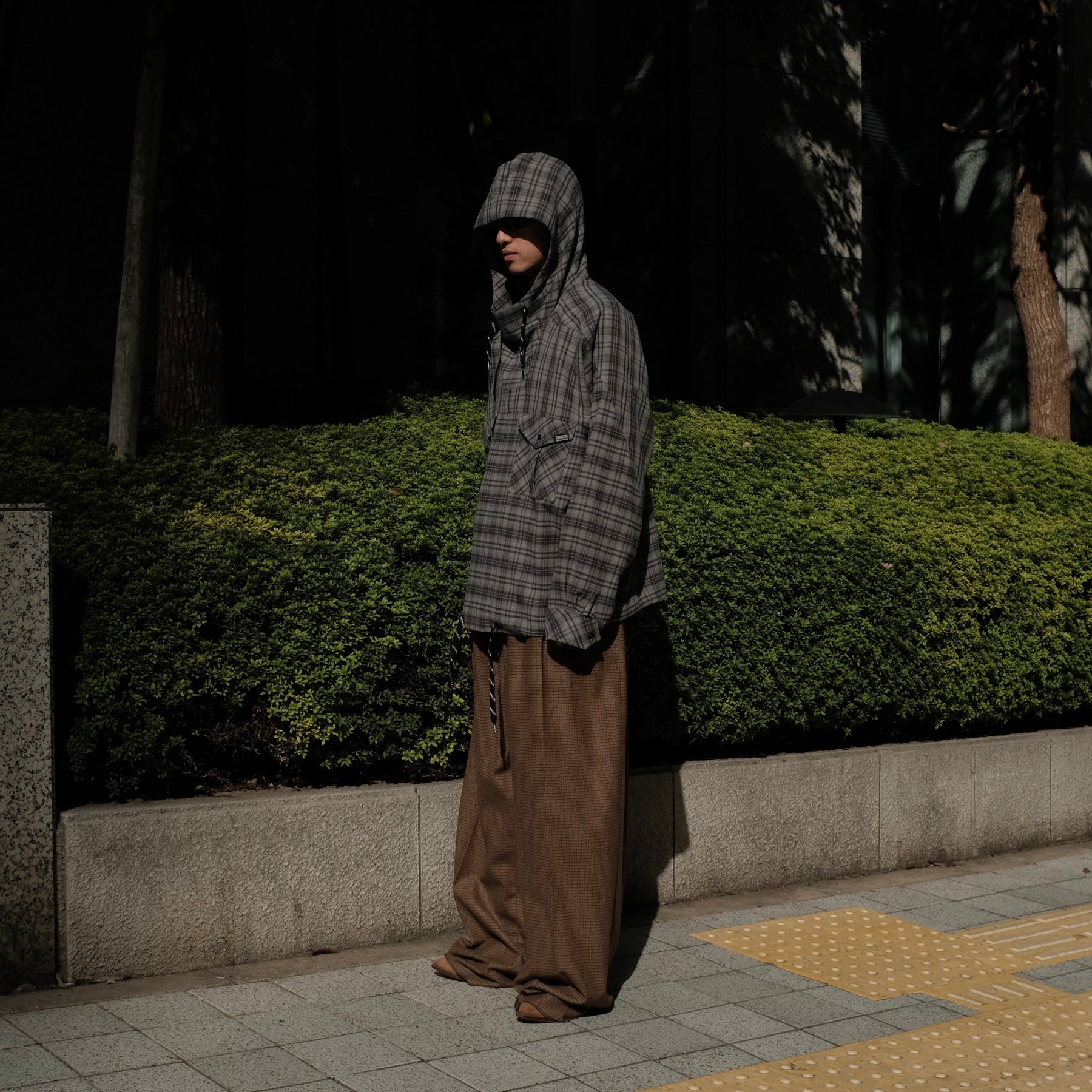 Martine Rose / HOODED SHIRT GREY CHECK