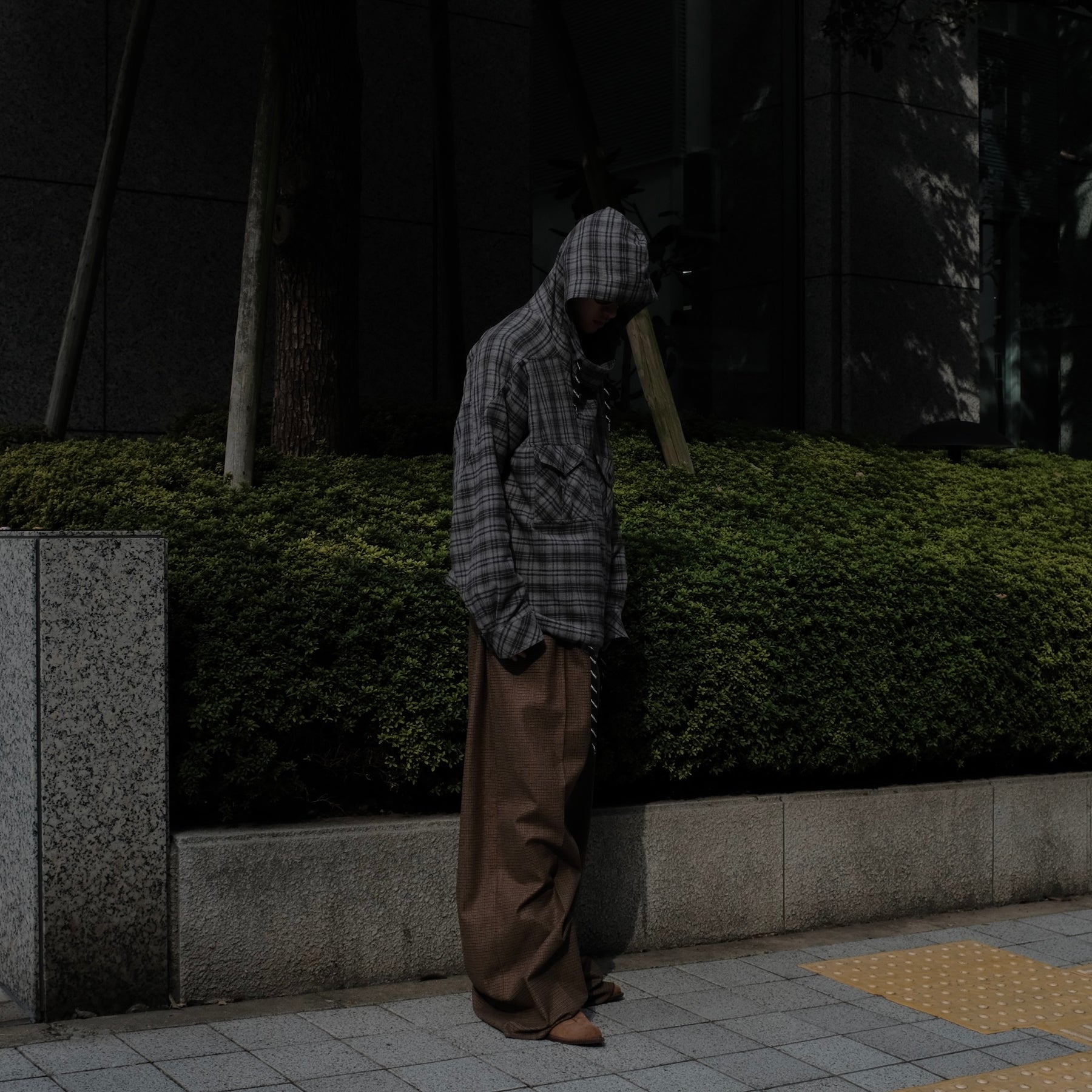 Martine Rose / HOODED SHIRT GREY CHECK