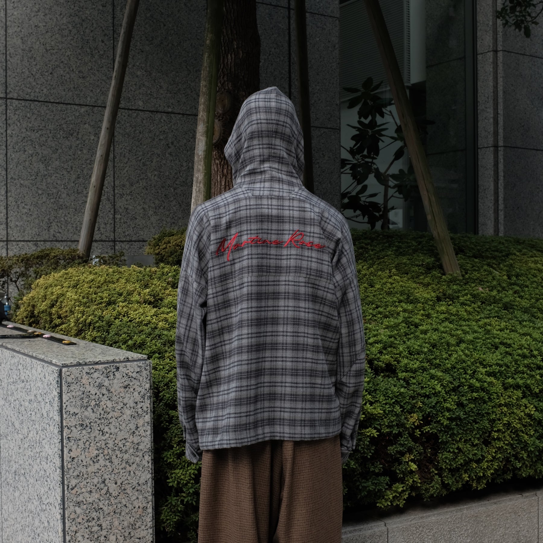 Martine Rose / HOODED SHIRT GREY CHECK