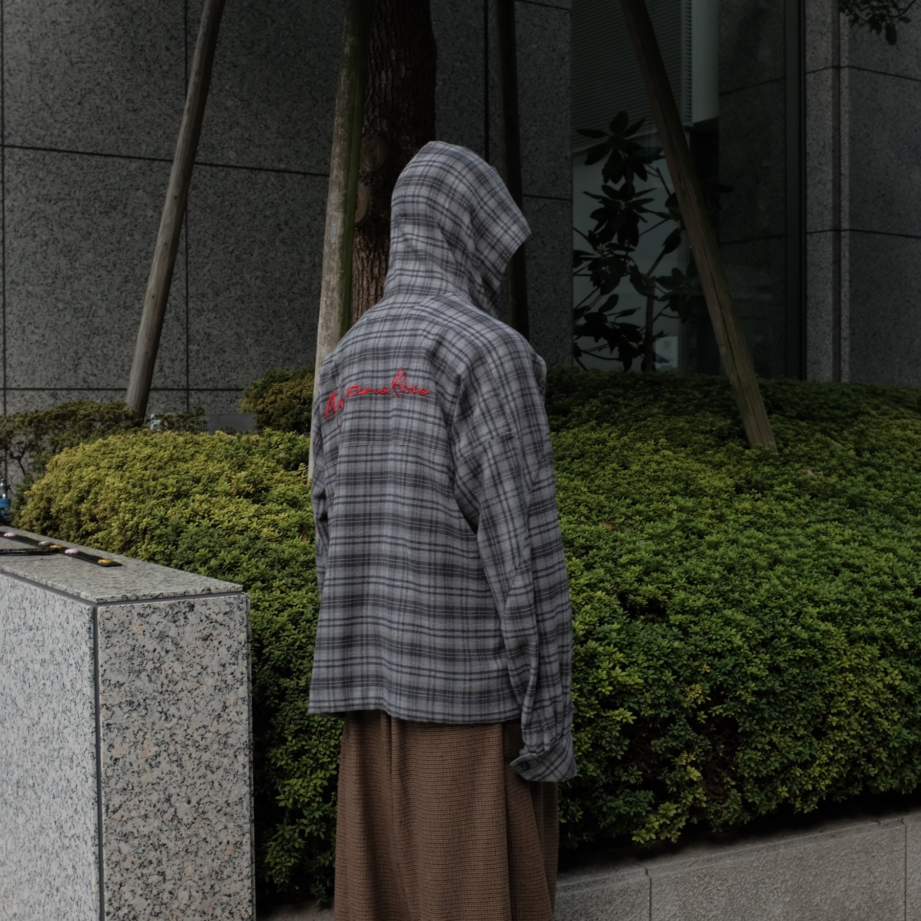Martine Rose / HOODED SHIRT GREY CHECK