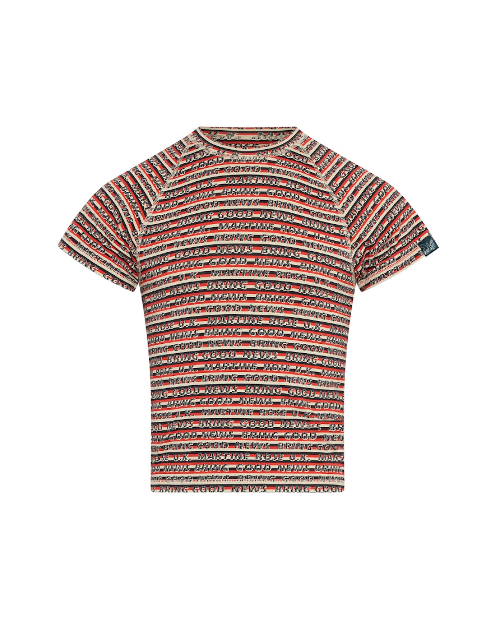 Last One Martine Rose / RAGLAN SHRUNKEN T-SHIRT RED GREY STRIPE