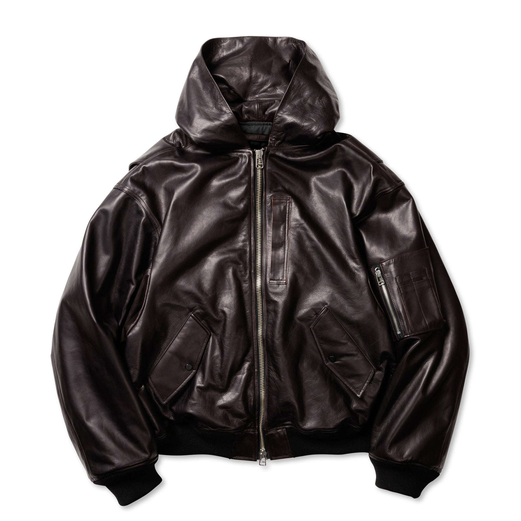 <span style="color: #f50b0b;">Last One</span> ROTOL / LEATHER BOMBER JACKET BLACK