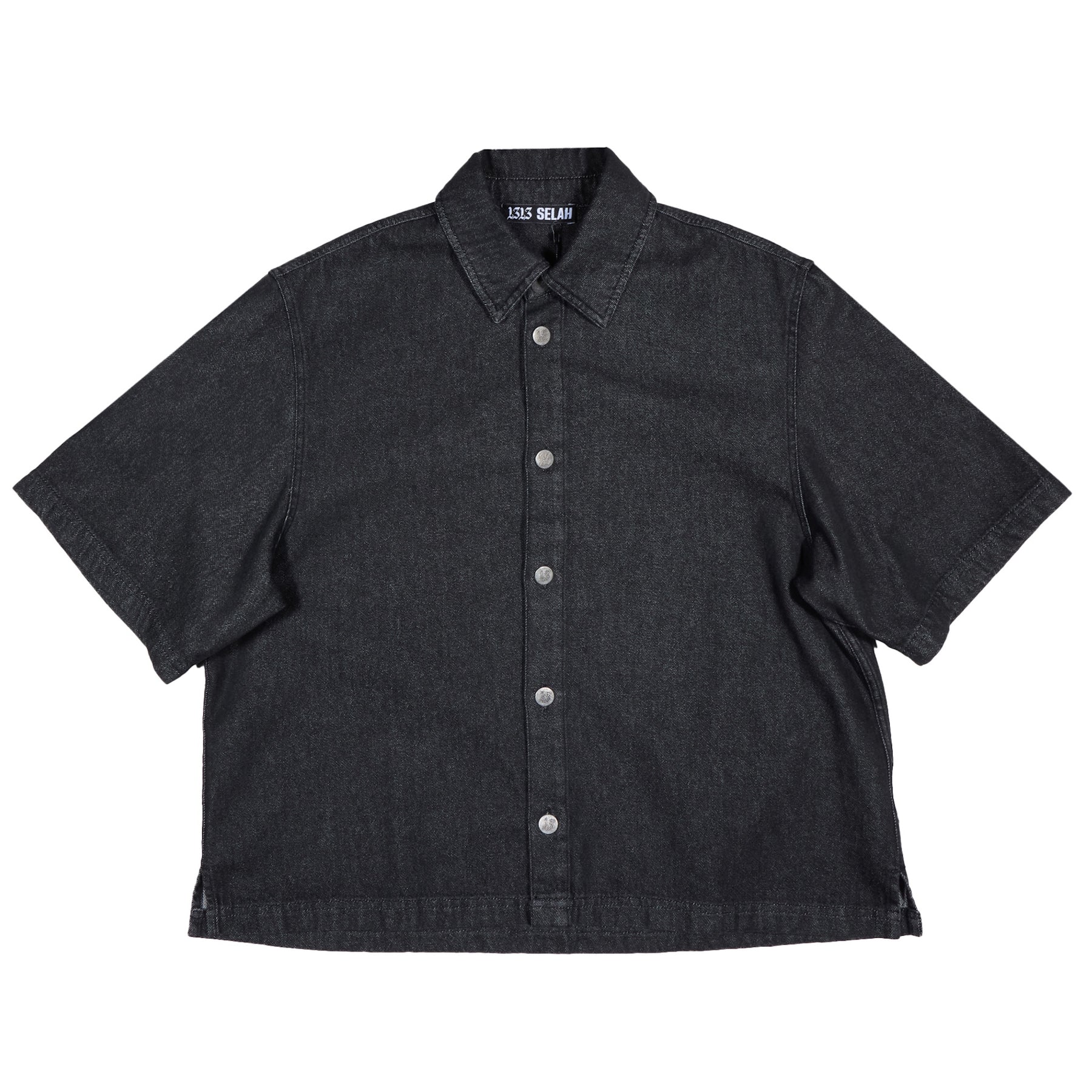 1313 SELAH / ANI DENIM SHIRT SHORTSLEEVED WASHED BLACK