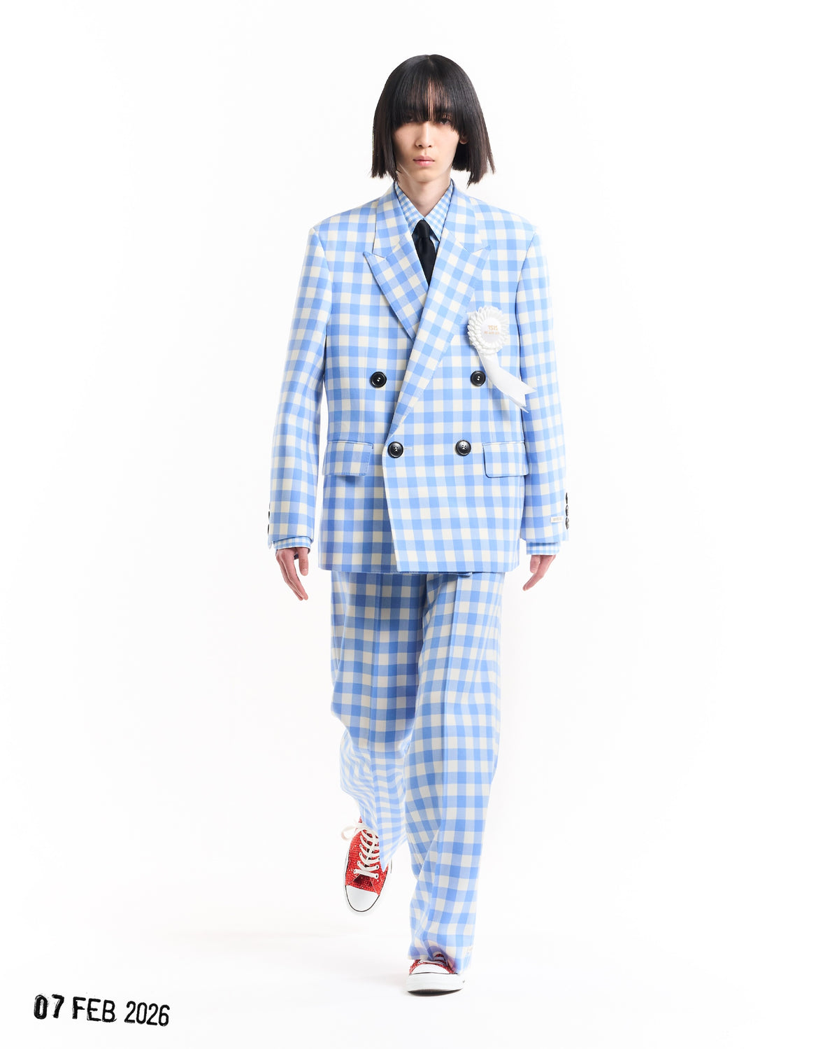 <span style="color: #f50b0b;">Last One</span> TSTS / GINGHAM WOOL DOUBLE BREASTED BLAZER SAXE BLUE GINGHAM