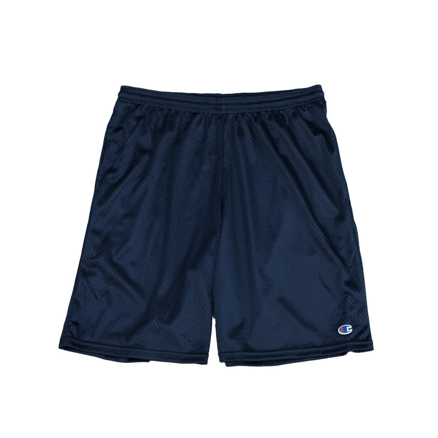 CHAMPION  / 3.7oz Long Mesh Short With Pockets NAVY  US企画アイテム。程よい厚みのメッシュショーツ。涼しげでめちゃくちゃ履きやすいです。長めの丈。ややワイドめで抜群のシルエット。しかもサイドポケットも装備。コンビニから街まで網羅可能です。スニーカーでもサンダルでも。MとLの2サイズ展開。あまり変わりませんがブラックもあります。正面画像。