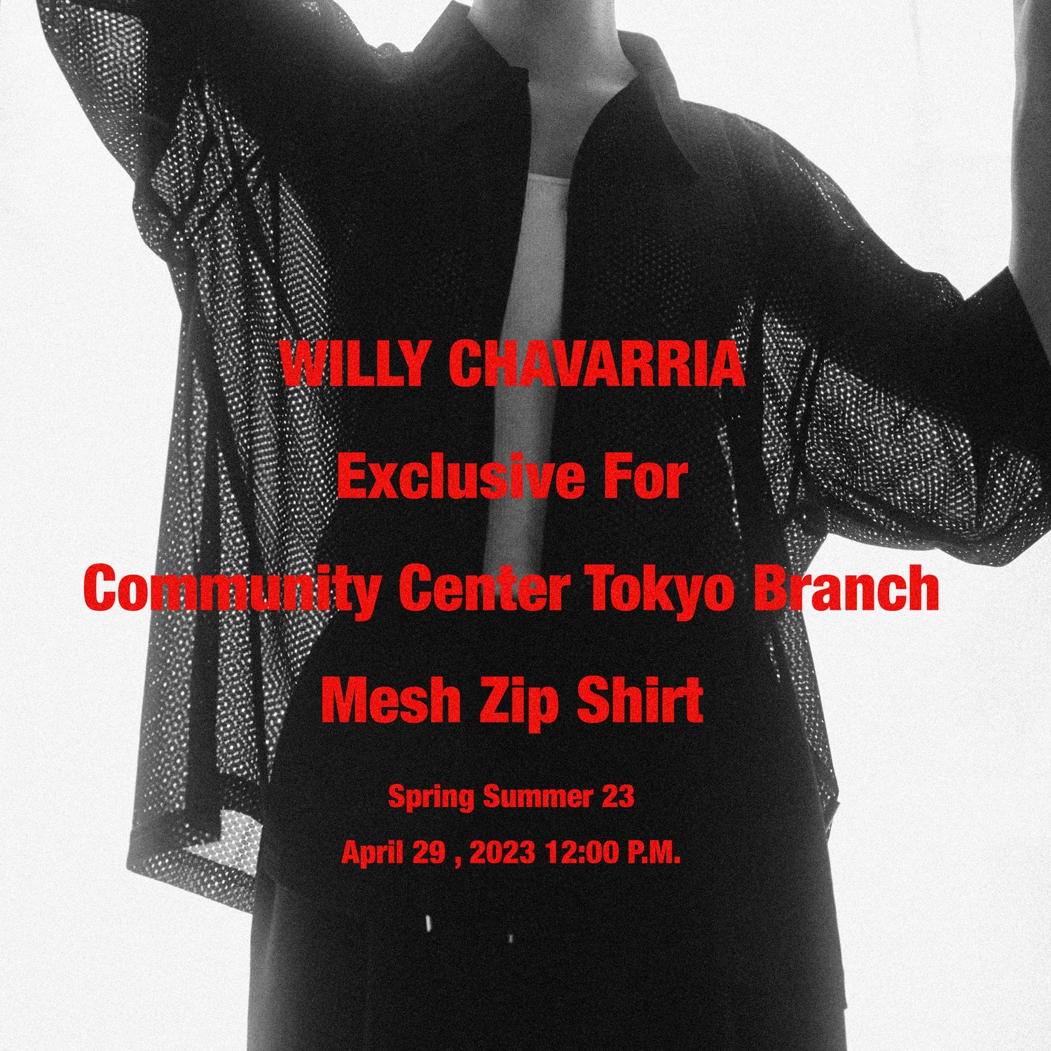 WILLY CHAVARRIA / MESH ZIP SHIRT SOLID BLACK