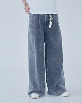 ERL / UNISEX PLEATED JEANS WOVEN BLACK