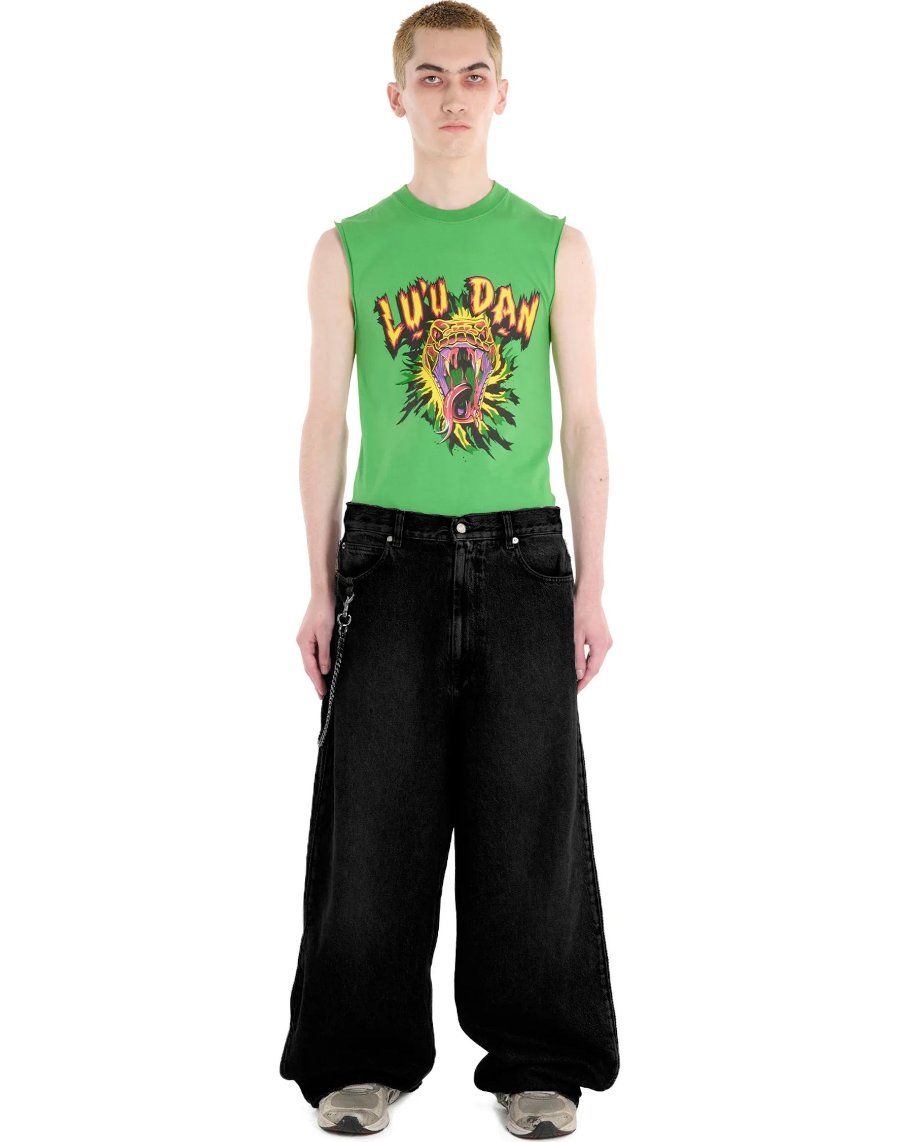 LU'U DAN / SIDE ZIP JEANS BLACK RINSE