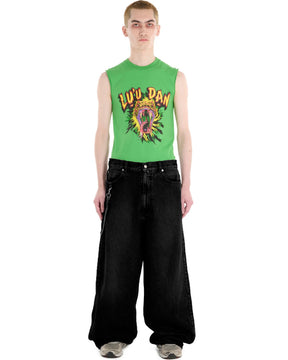 LU'U DAN / SIDE ZIP JEANS BLACK RINSE