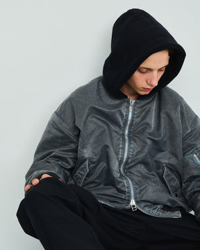 <span style="color: #ff2a00;">Last One</span> ROTOL / Acid Dye Hooded Bomber Blouson BLACK