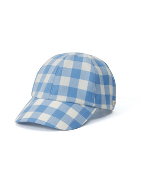 TSTS / GINGHAM WOOL DRAWSTRING CAP SAXE BLUE GINGHAM