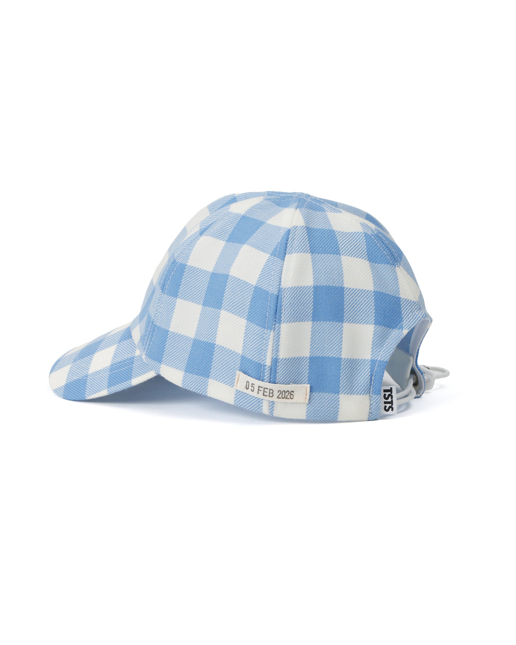 TSTS / GINGHAM WOOL DRAWSTRING CAP SAXE BLUE GINGHAM