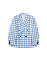 <span style="color: #f50b0b;">Last One</span> TSTS / GINGHAM WOOL DOUBLE BREASTED BLAZER SAXE BLUE GINGHAM