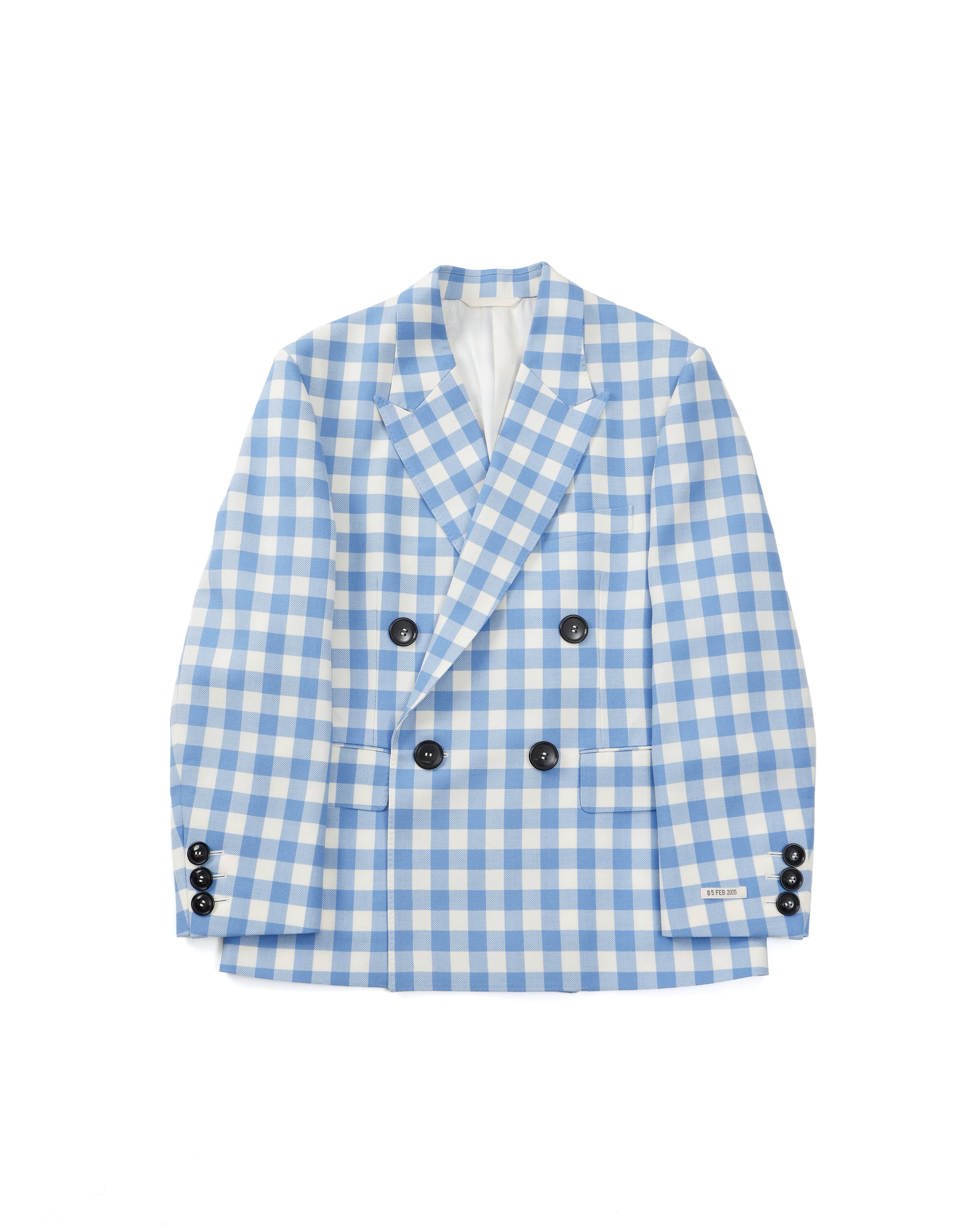 <span style="color: #f50b0b;">Last One</span> TSTS / GINGHAM WOOL DOUBLE BREASTED BLAZER SAXE BLUE GINGHAM