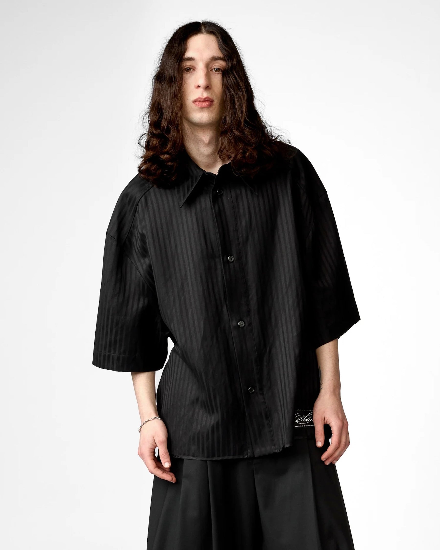 1313 SELAH / MALO SHORTSLEEVE SHIRT BLACK “TONAL PINSTRIPE”